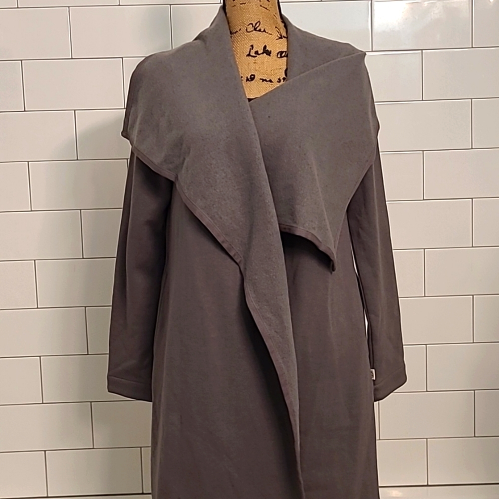 Ugg gray asymmetrical fleece wrap coat